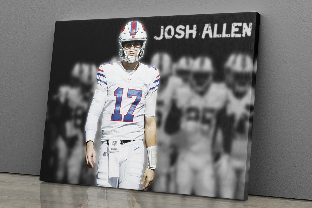 Josh Allen Poster Football Painting Hand Made Canvas Framed 