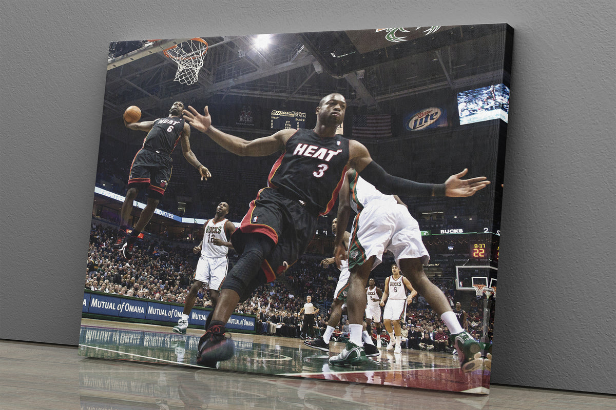 MW MERWEZI Lebron James Jersey Art Miami Heat NBA Wall Art Home Decor Hand  Made Poster Canvas Print(Stretched on Wood, 30x45)