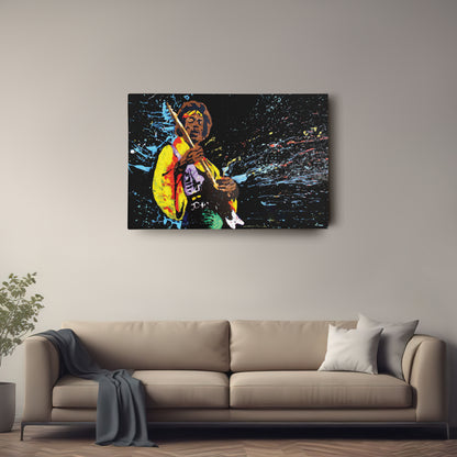 Jimi Hendrix Abstract Canvas Wall Art – Rock Music Legend Home Decor