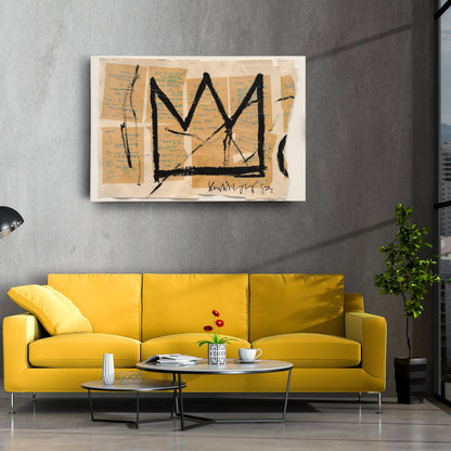 Crown By Jean-Michel Basquiat Canvas Art – Urban Street Art Wall Decor