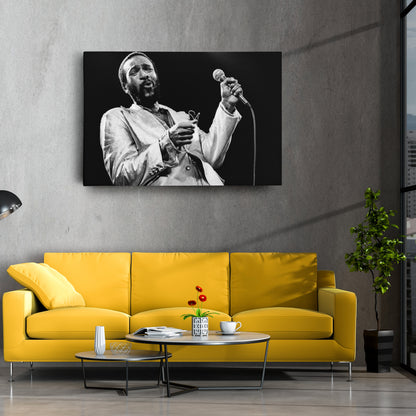 Marvin Gaye Black and White Canvas Art – Soul Singer Poster Wall Decor