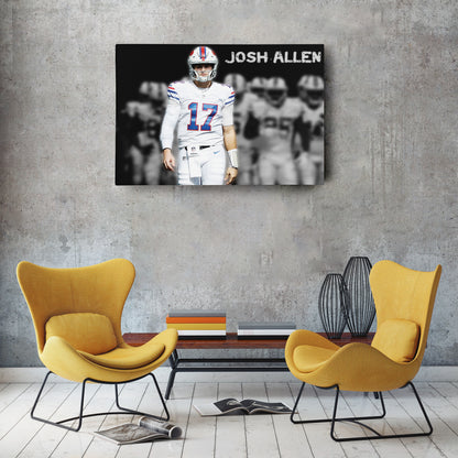 Josh Allen Highlighted Buffalo Bills Canvas Wall Art – Football Star Poster