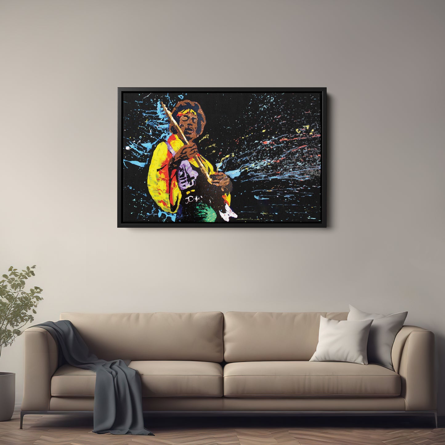 Jimi Hendrix Abstract Canvas Wall Art – Rock Music Legend Home Decor