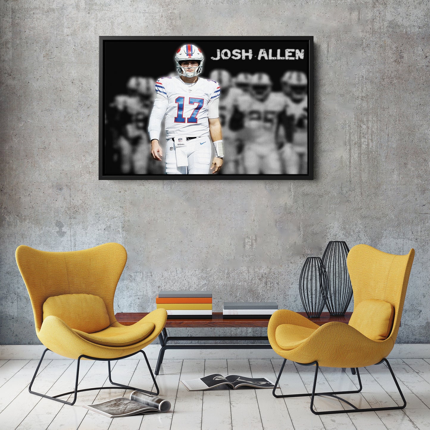 Josh Allen Highlighted Buffalo Bills Canvas Wall Art – Football Star Poster