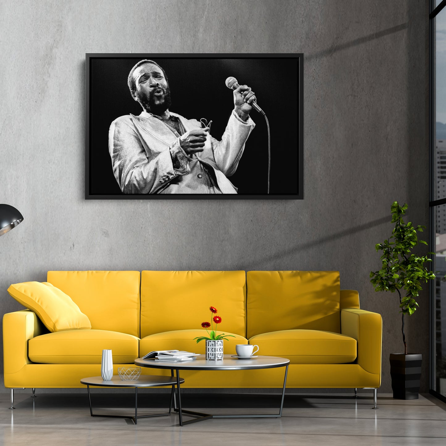 Marvin Gaye Black and White Canvas Art – Soul Singer Poster Wall Decor