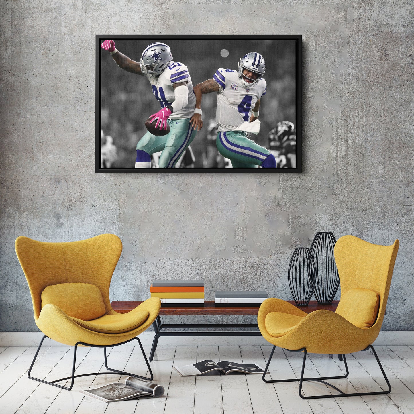 Dak and Zeke Dallas Cowboys Canvas Wall Art – NFL Legends Print for Home