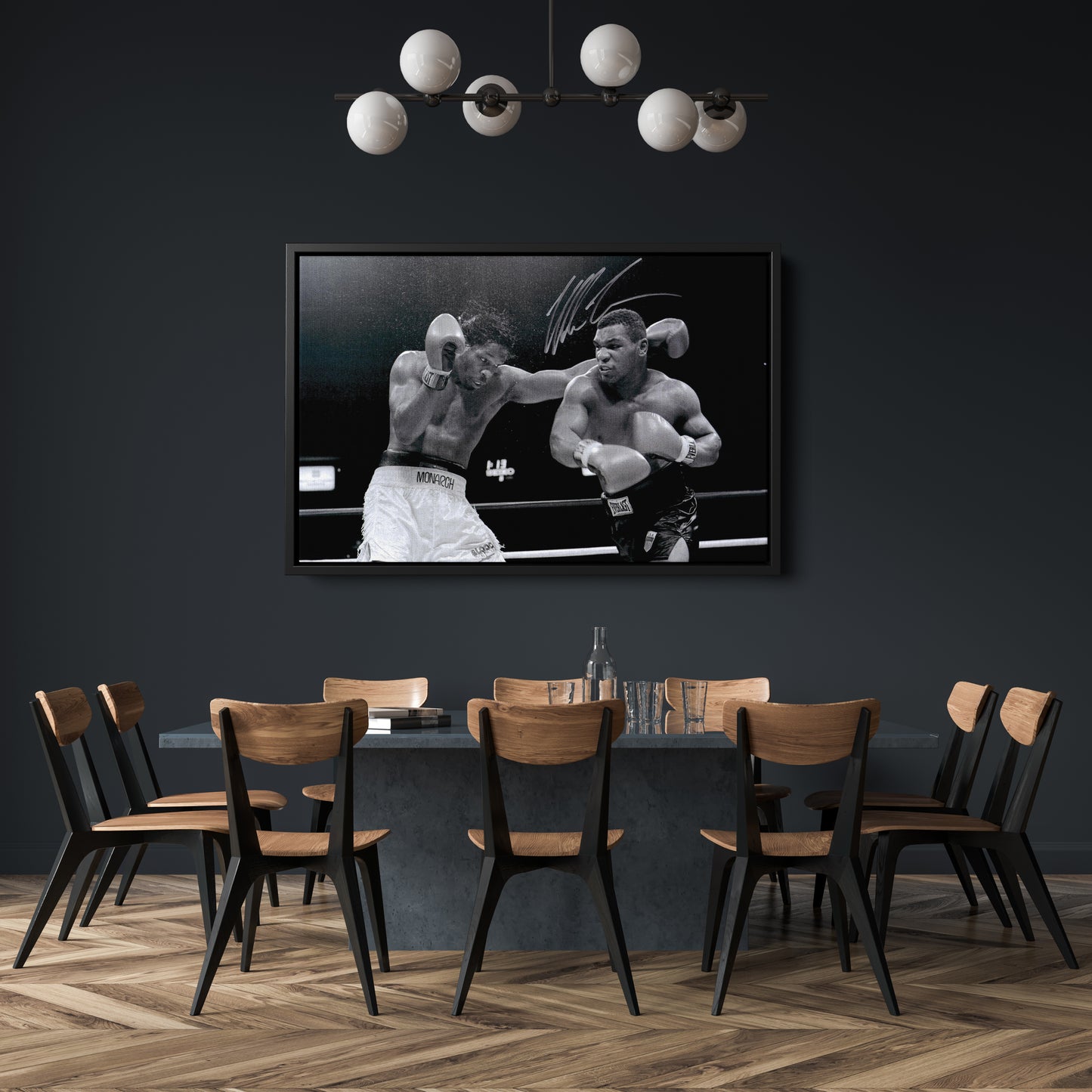 Mike Tyson Boxing Poster with Sign – Canvas Art Wall Decor