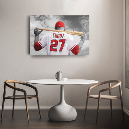 Mike Trout MLB Canvas Wall Art – Los Angeles Angels Baseball Star Decor