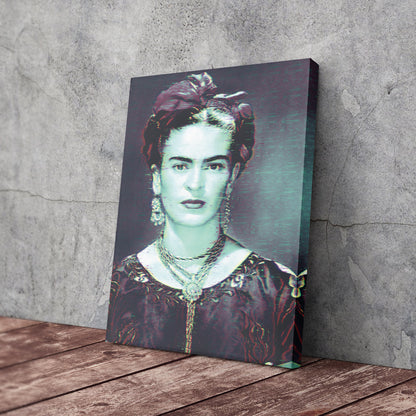 Frida Kahlo Glitch Canvas Wall Art – Creative Art Decor for Home