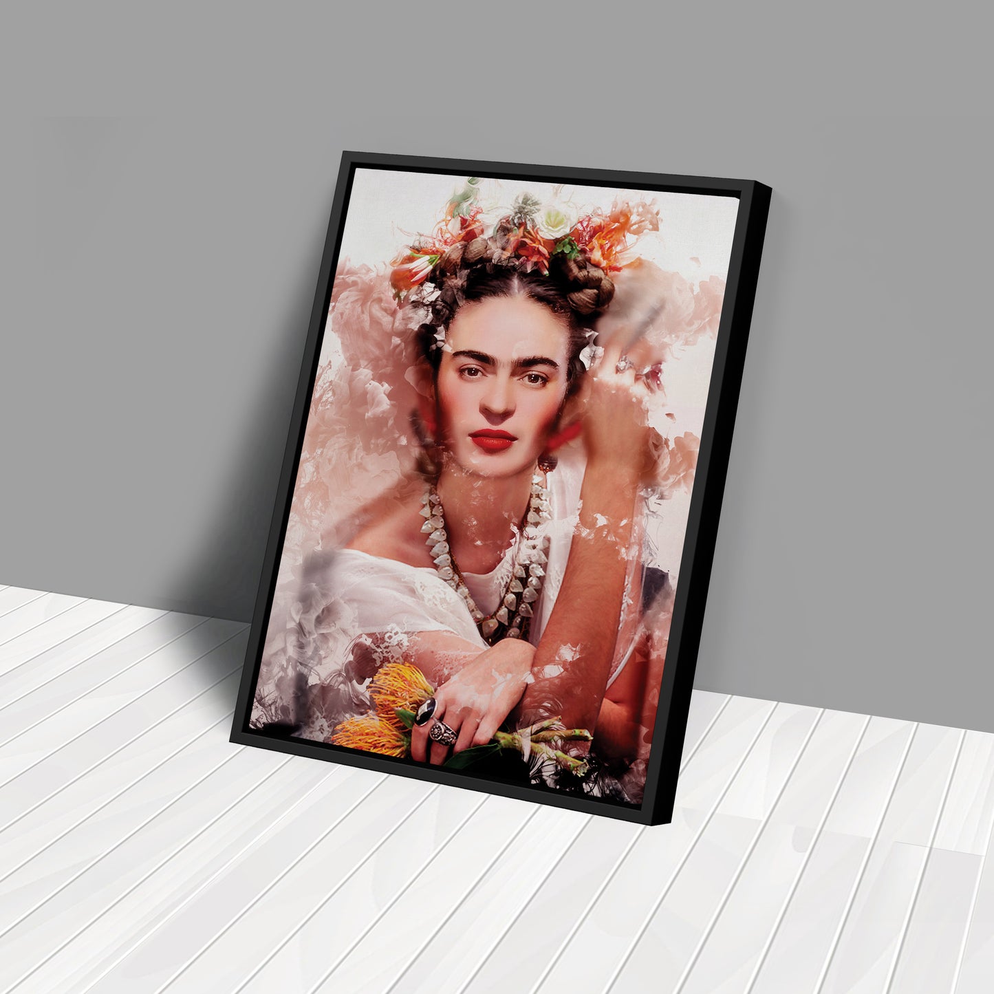 Frida Kahlo Floral Canvas Wall Art – Creative Painter's Decor