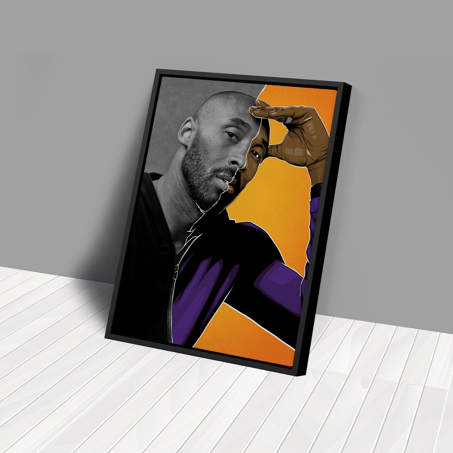 Kobe Bryant Cartoon Effect Canvas Wall Art – Fun Basketball Poster