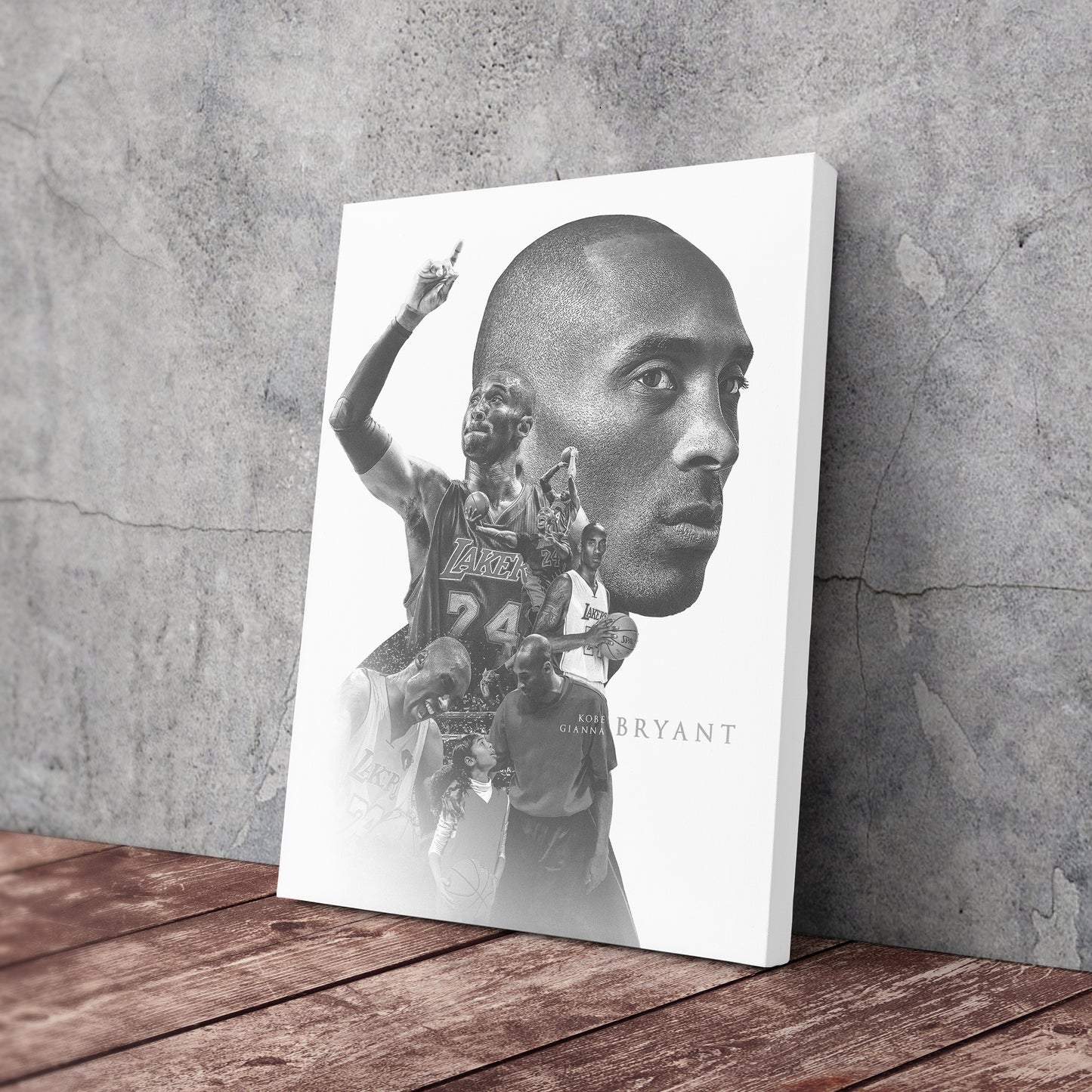 Kobe Bryant with Gianna Bryant Canvas Wall Art – Father and Daughter Tribute