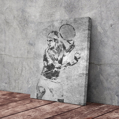 Roger Federer Tennis Canvas Wall Art – Grunge Texture Sports Legend Decor