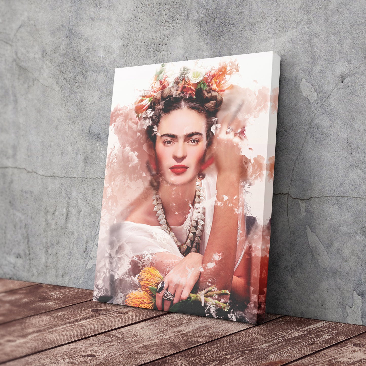 Frida Kahlo Floral Canvas Wall Art – Creative Painter's Decor