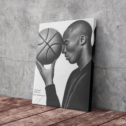 Kobe Bryant Black and White Basketball Canvas Wall Art – Iconic Dunk