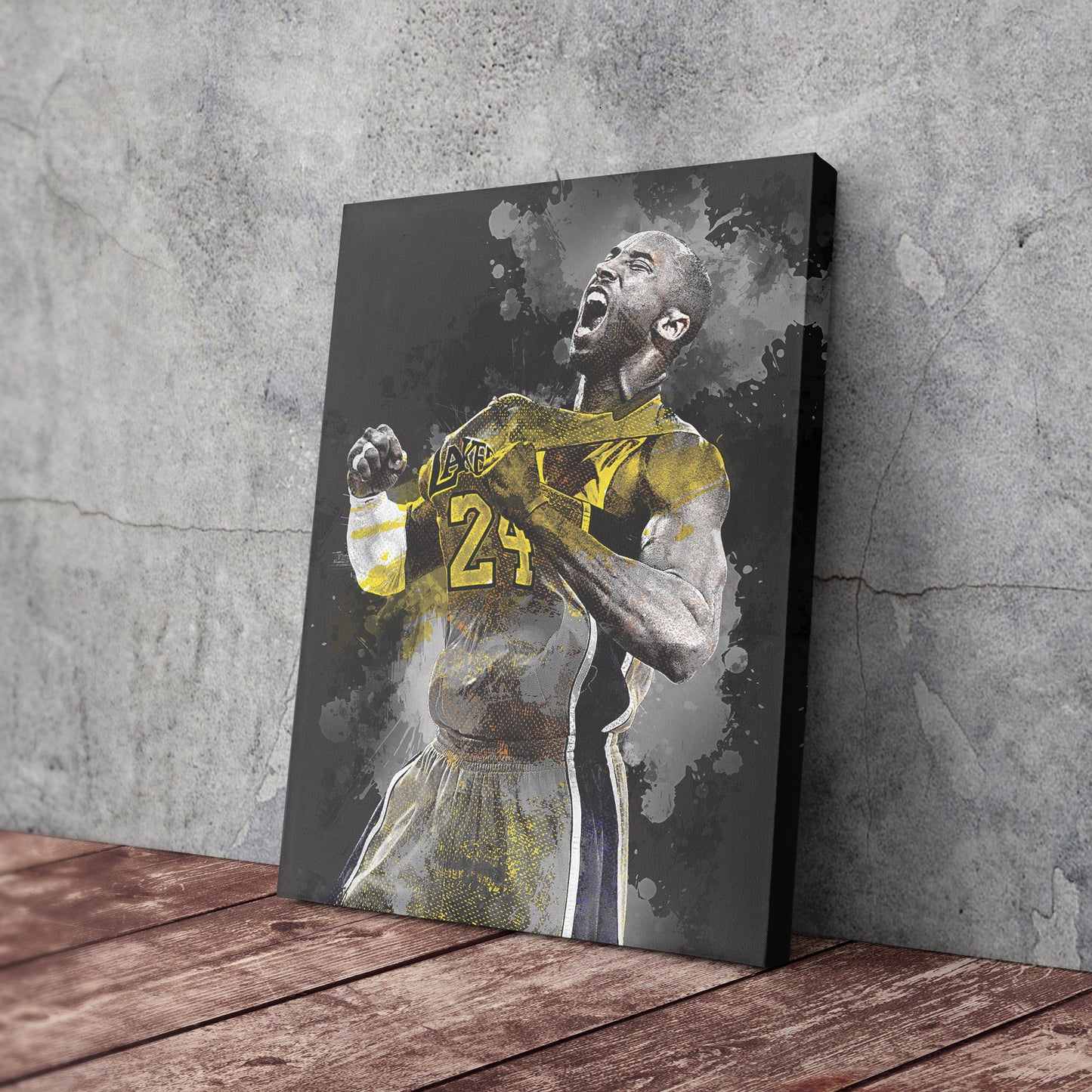 Kobe Bryant Splash Effect Canvas Wall Art – Legendary NBA Action