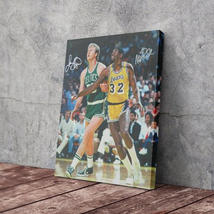 Larry Bird Magic Johnson Basketball Canvas Wall Art – NBA Legends Tribute