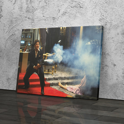 Scarface Say Hello to My Little Friend Canvas Art – Classic Movie Moment Decor