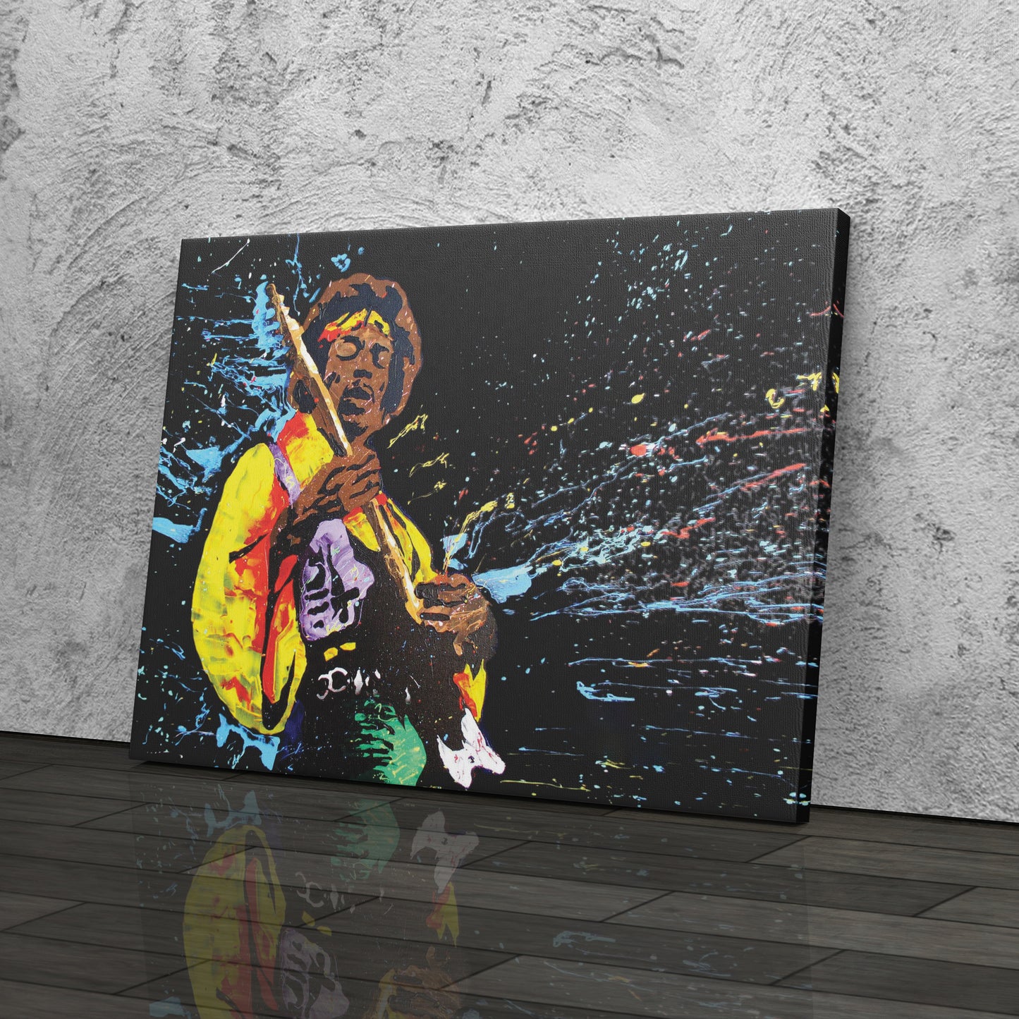 Jimi Hendrix Abstract Canvas Wall Art – Rock Music Legend Home Decor