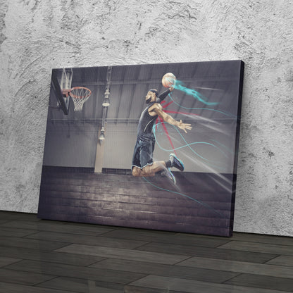 LeBron James Slum Dunk Art Effect Canvas Wall Art – Basketball Art Decor