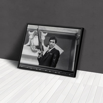 Scarface Poster – Al Pacino with Gun Canvas Print Wall Art Home Decor