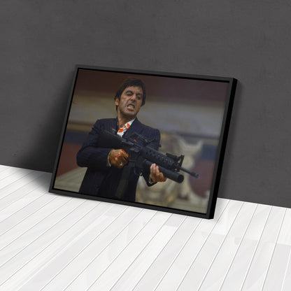 Scarface Poster – Al Pacino with Gun Canvas Wall Art Decor