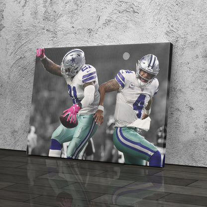 Dak and Zeke Dallas Cowboys Canvas Wall Art – NFL Legends Print for Home