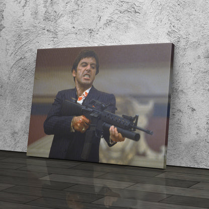 Scarface Poster – Al Pacino with Gun Canvas Wall Art Decor