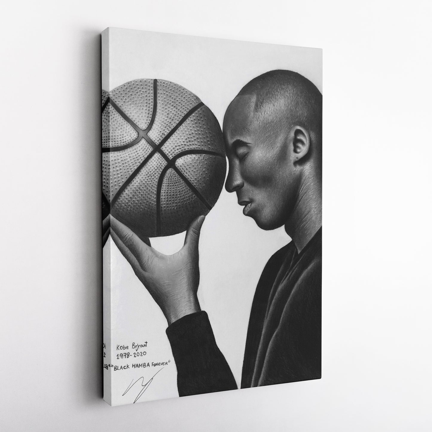 Kobe Bryant Black and White Basketball Canvas Wall Art – Iconic Dunk