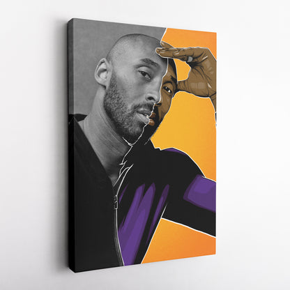 Kobe Bryant Cartoon Effect Canvas Wall Art – Fun Basketball Poster