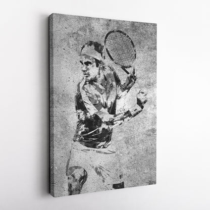 Roger Federer Tennis Canvas Wall Art – Grunge Texture Sports Legend Decor