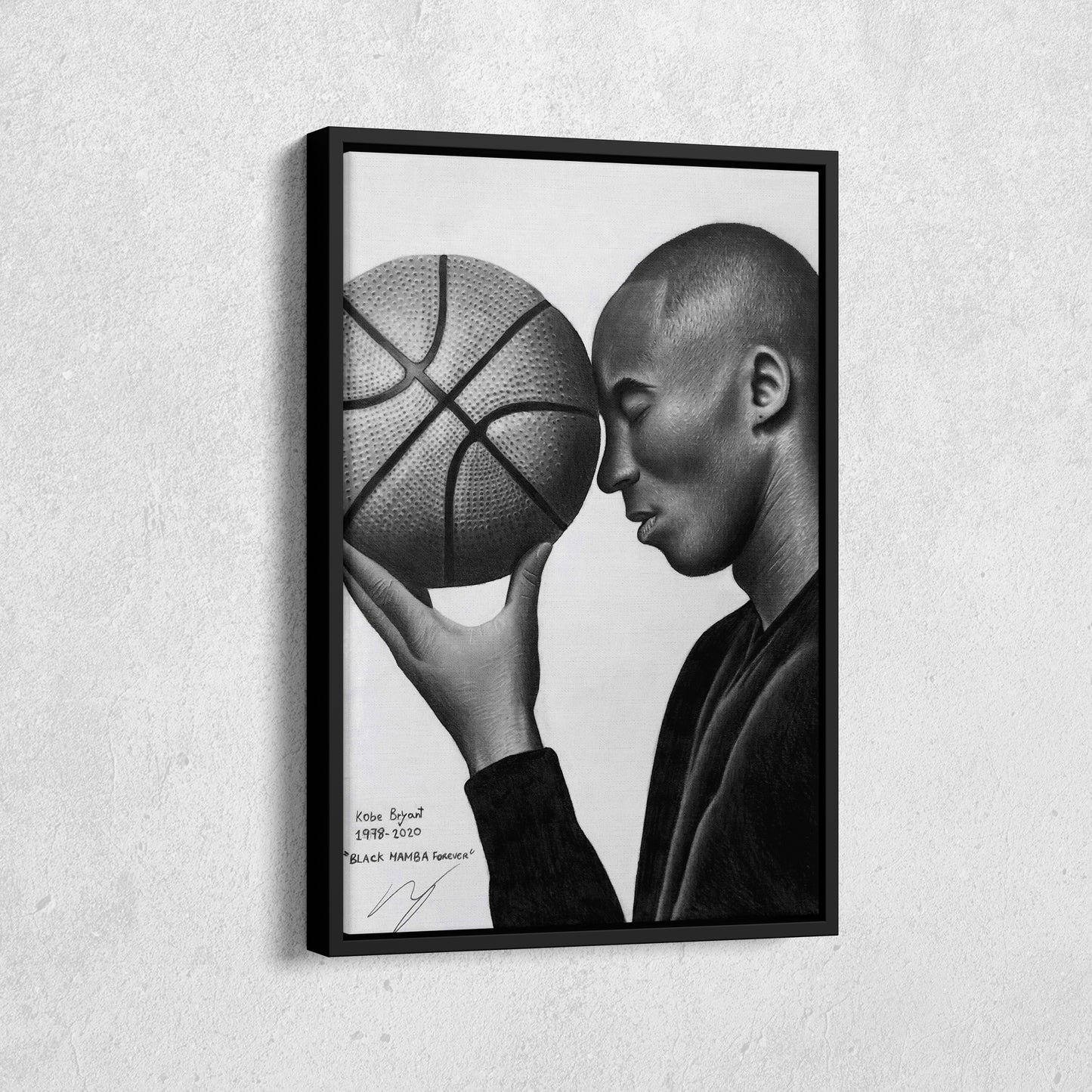 Kobe Bryant Black and White Basketball Canvas Wall Art – Iconic Dunk