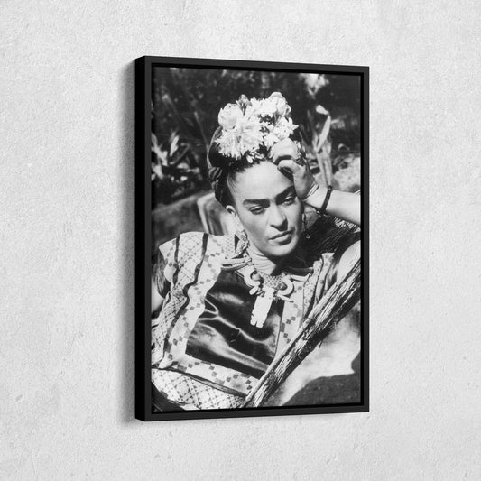 Frida Kahlo Black and White Canvas Wall Art – Iconic Art Print