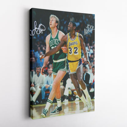 Larry Bird Magic Johnson Basketball Canvas Wall Art – NBA Legends Tribute