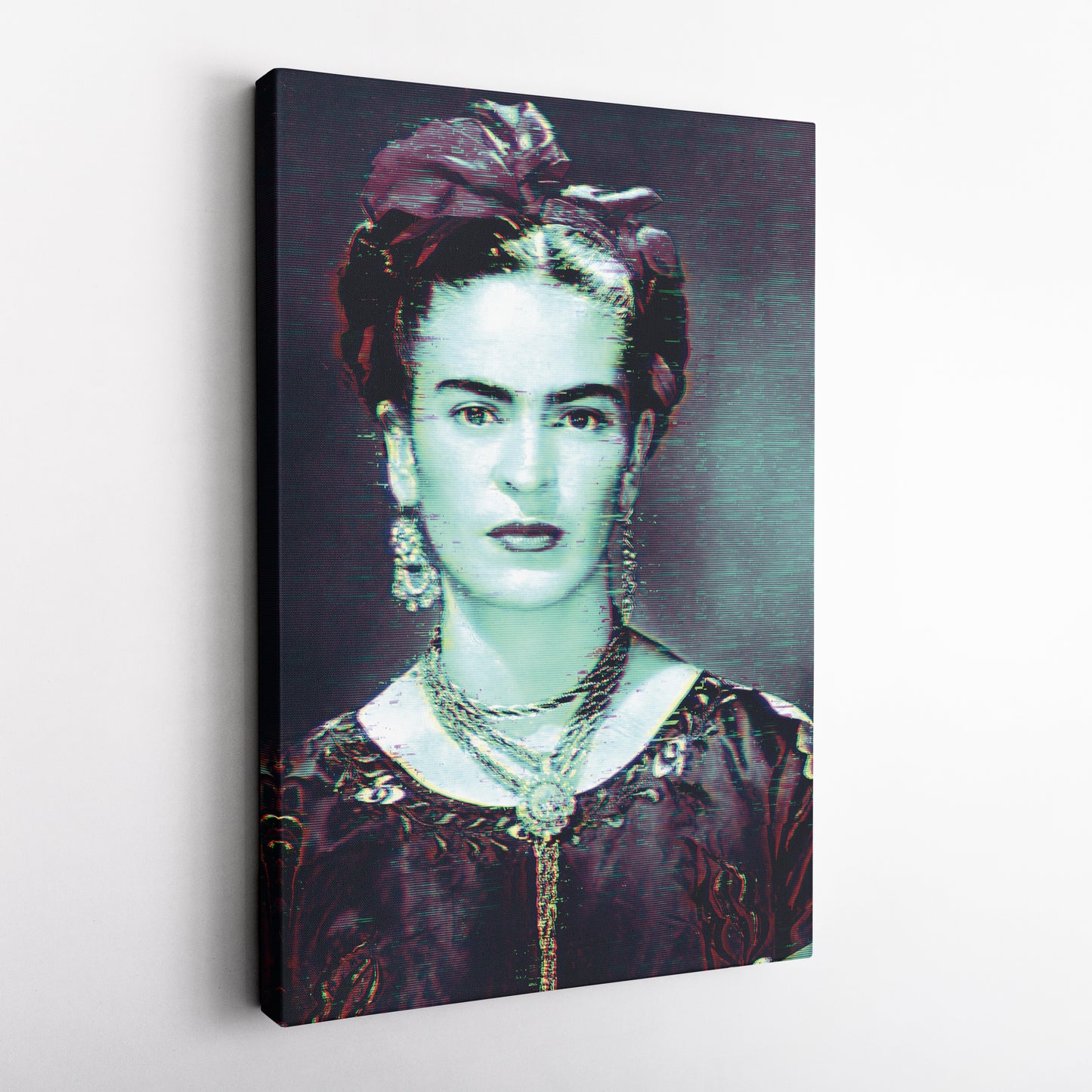 Frida Kahlo Glitch Canvas Wall Art – Creative Art Decor for Home