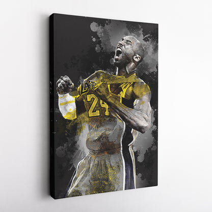 Kobe Bryant Splash Effect Canvas Wall Art – Legendary NBA Action