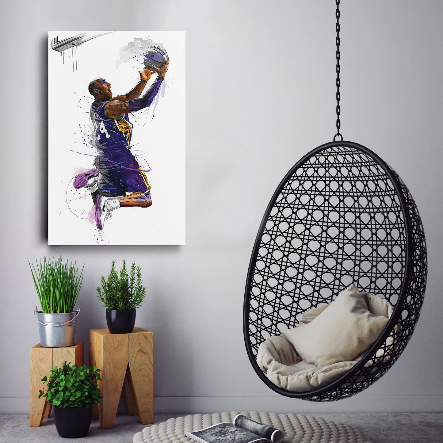 Kobe Bryant Basketball Player Canvas Wall Art – Legendary NBA Poster