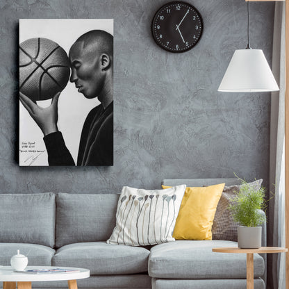 Kobe Bryant Black and White Basketball Canvas Wall Art – Iconic Dunk