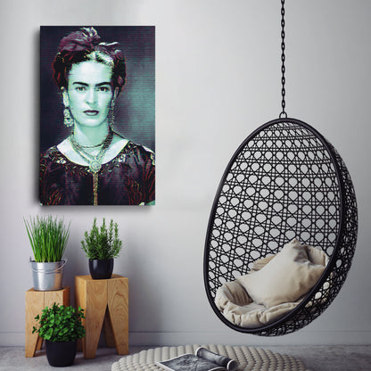 Frida Kahlo Glitch Canvas Wall Art – Creative Art Decor for Home