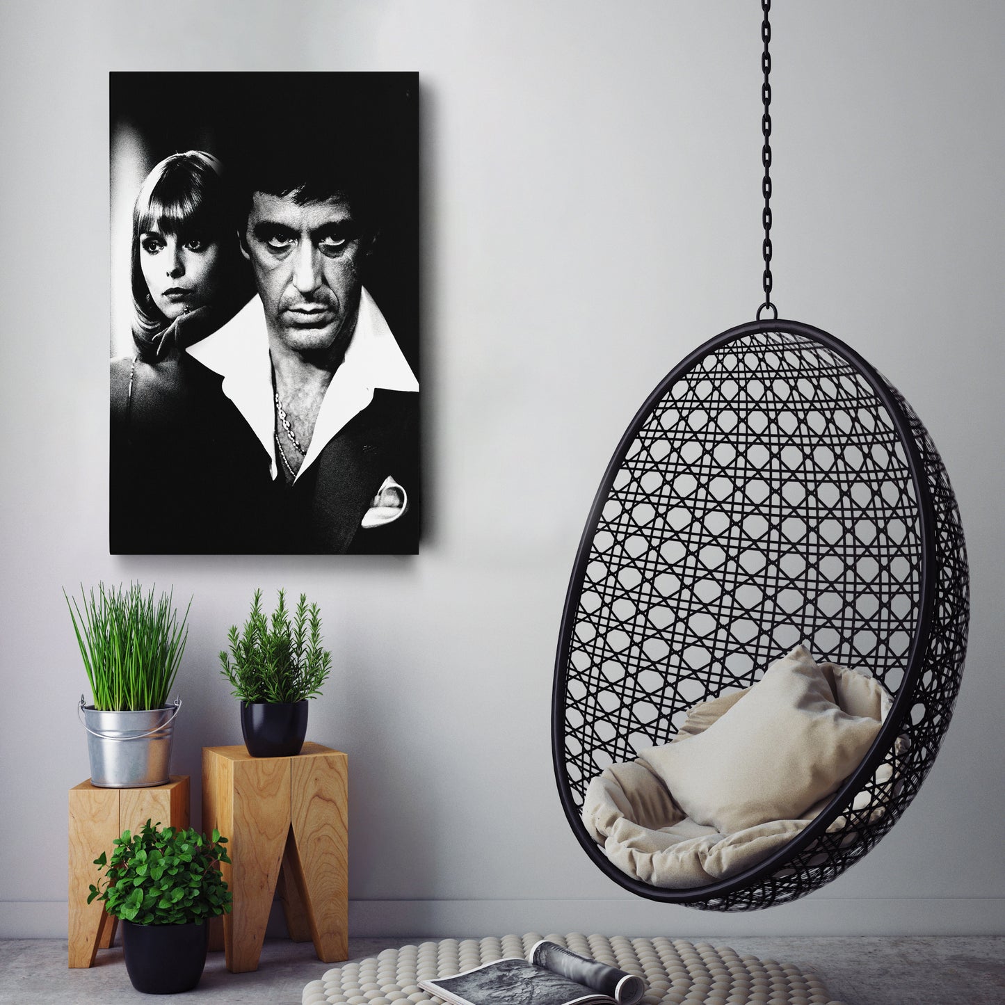 Scarface Poster Black and White Canvas Wall Art Home Decor Framed Art