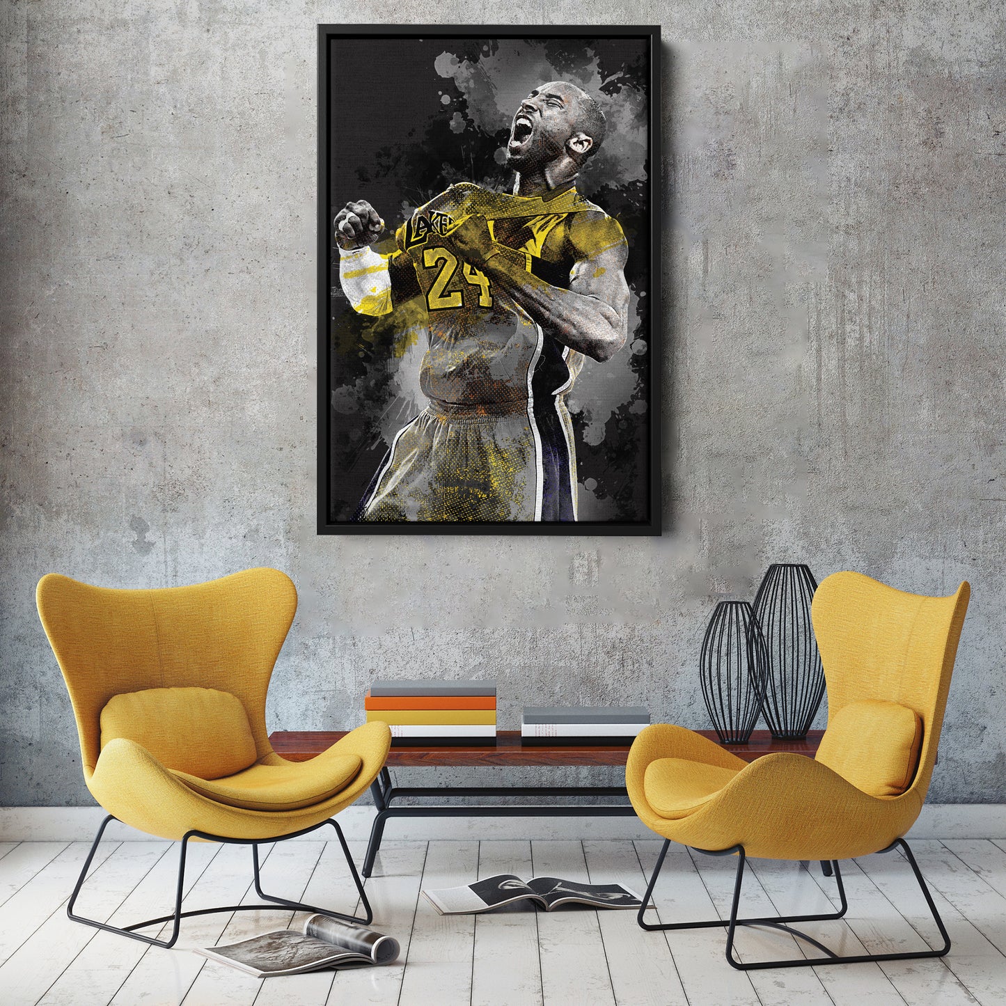 Kobe Bryant Splash Effect Canvas Wall Art – Legendary NBA Action