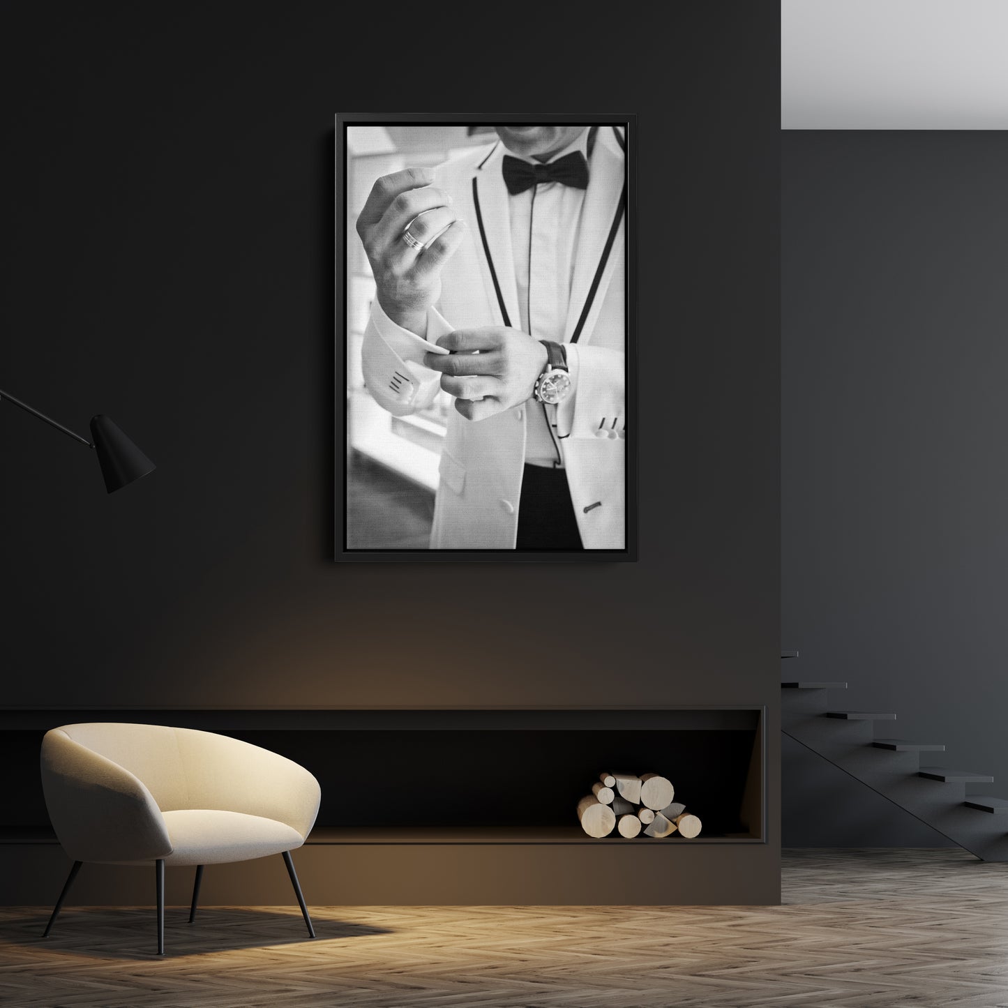 James Bond Black and White Movie Canvas Wall Art – Iconic Spy Print