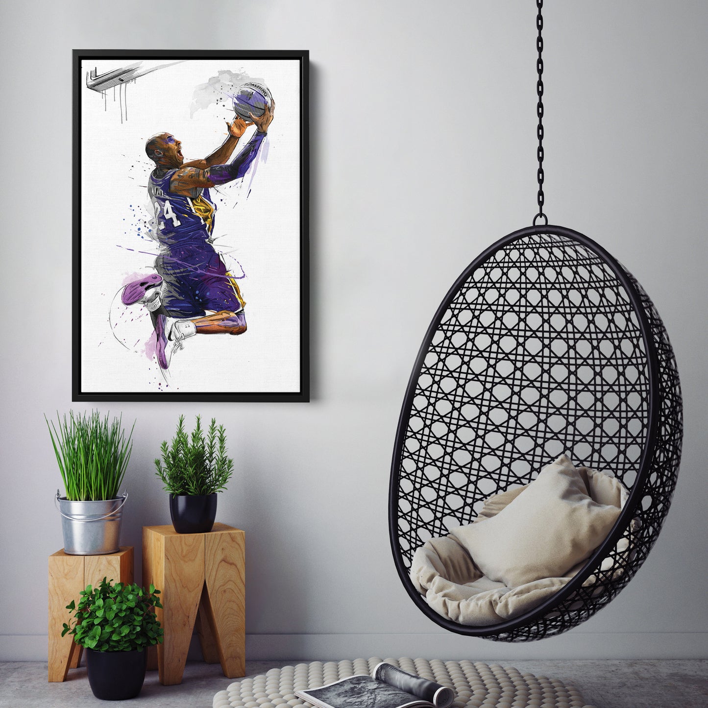 Kobe Bryant Basketball Player Canvas Wall Art – Legendary NBA Poster