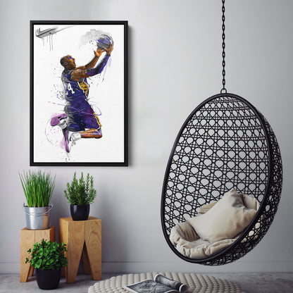 Kobe Bryant Basketball Player Canvas Wall Art – Legendary NBA Poster