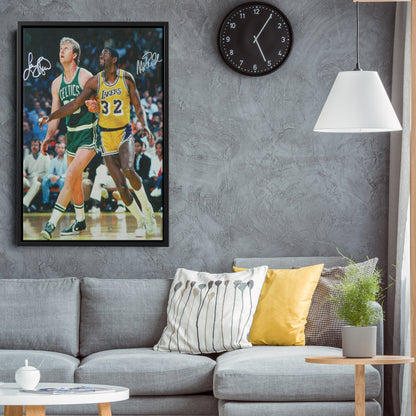 Larry Bird Magic Johnson Basketball Canvas Wall Art – NBA Legends Tribute