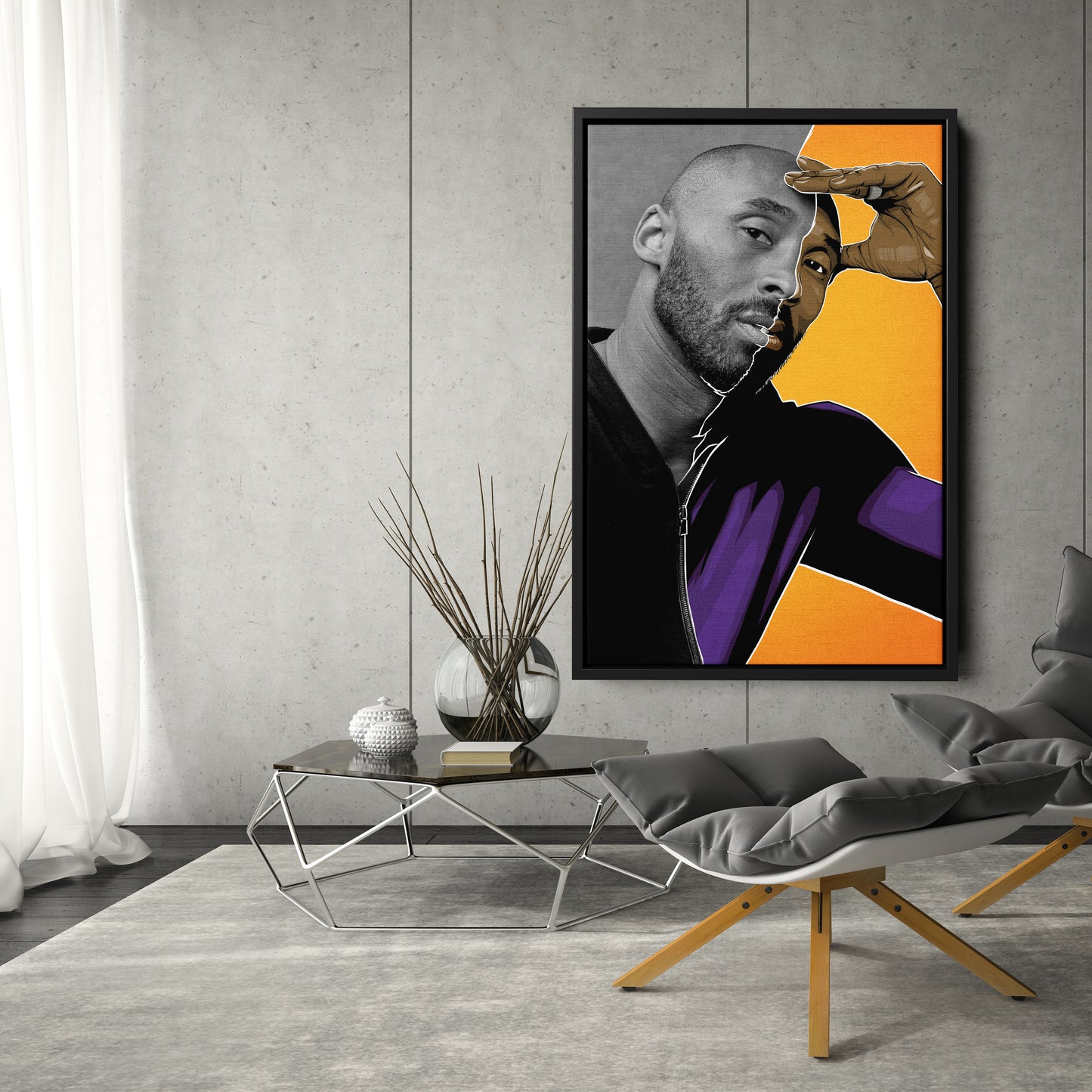 Kobe Bryant Cartoon Effect Canvas Wall Art – Fun Basketball Poster