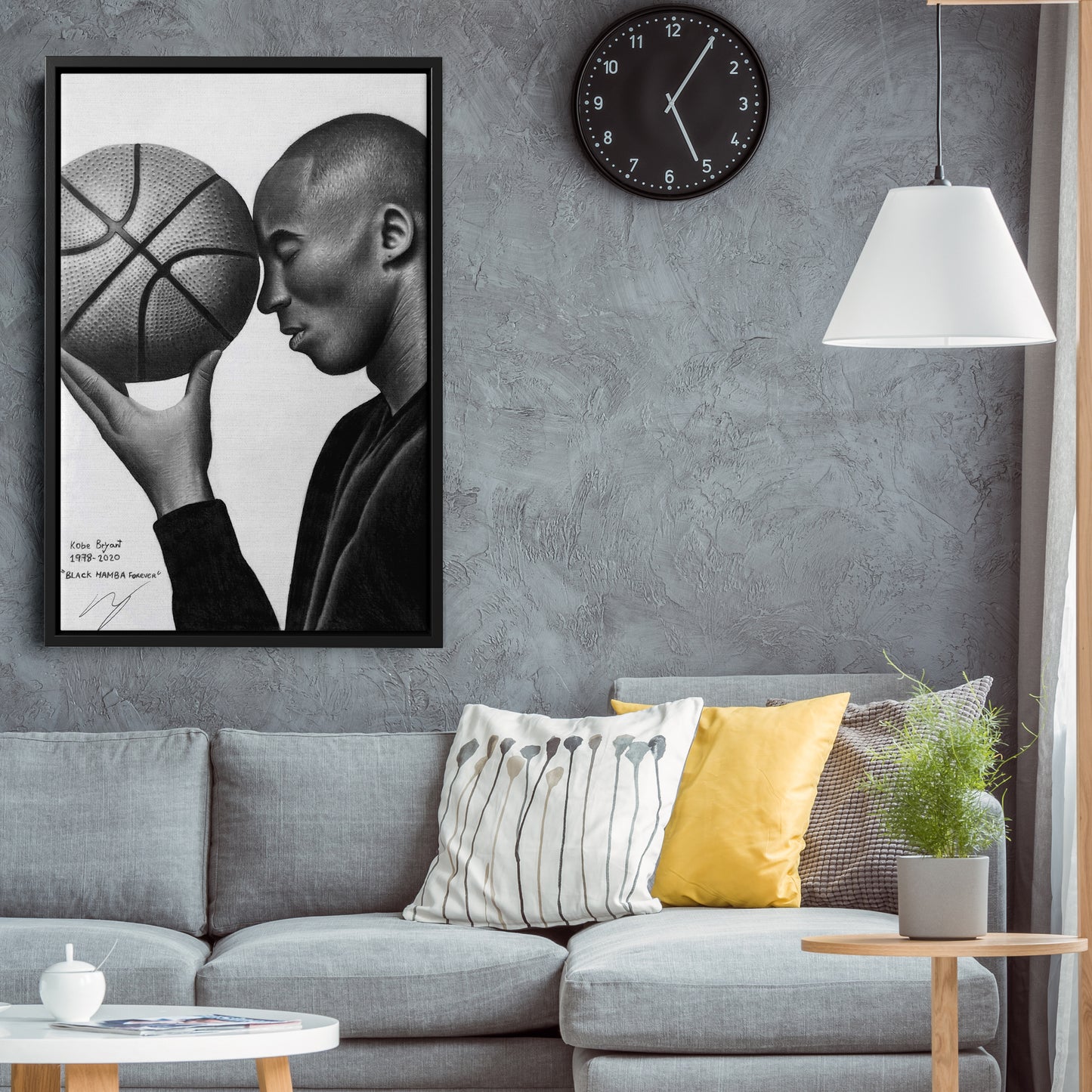 Kobe Bryant Black and White Basketball Canvas Wall Art – Iconic Dunk