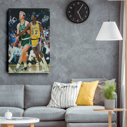 Larry Bird Magic Johnson Basketball Canvas Wall Art – NBA Legends Tribute