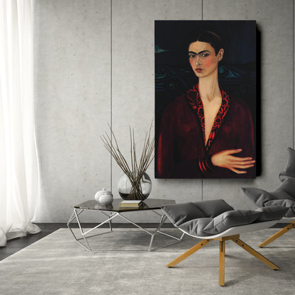 Frida Kahlo Poster with Red Dress Canvas Wall Art Home Decor Framed Art