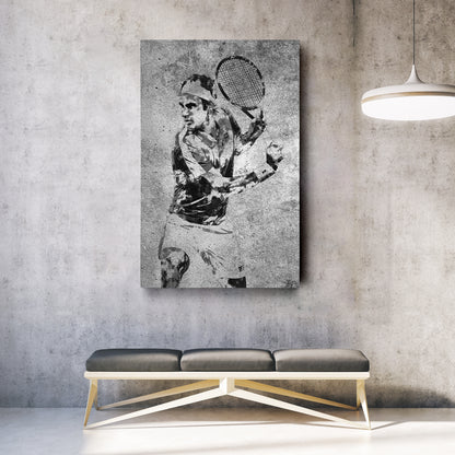 Roger Federer Tennis Canvas Wall Art – Grunge Texture Sports Legend Decor